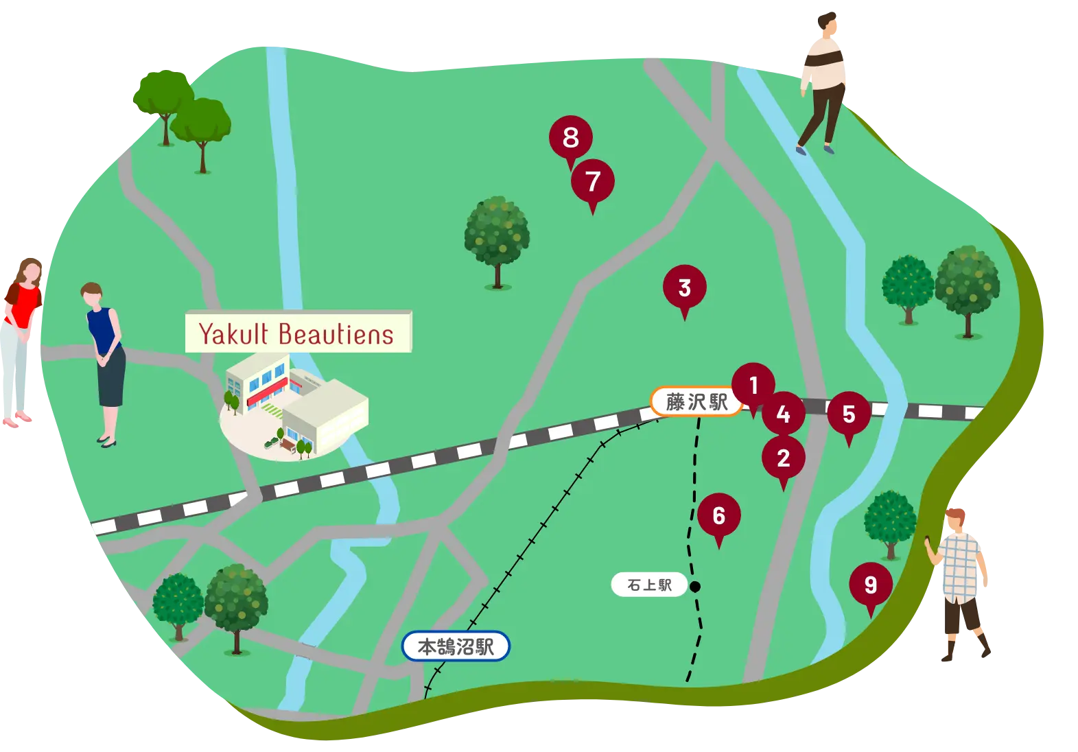 モデルコース徒歩編の地図